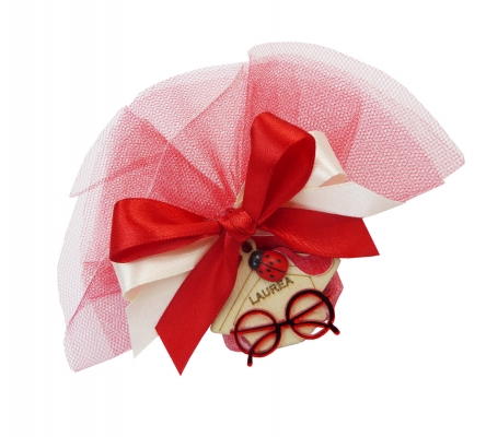 Bomboniere Laurea Tulle Applicazione Tocco Occhiali Coccinella