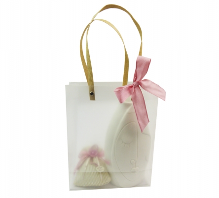 Set Bomboniere Testimoni Anniversario Alto Vaso Viso Femminile Confezione Sacchetto