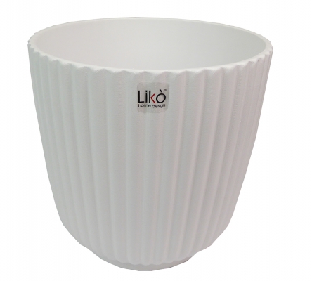 Vaso Scanalato Bianco 20,5x20 Composizione Floreale Addobbi Matrimonio
