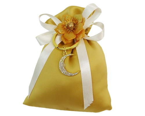 Bomboniere Matrimonio Nozze Oro Sacchetto Fiore Luna Strass