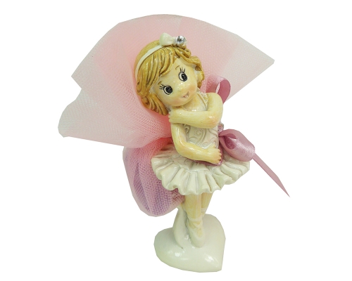 Bomboniere Comunione Bimba Sacchetto Applicazione Statuina Ballerina Braccia Incrociate