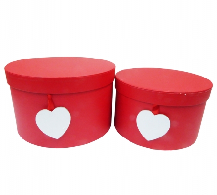 Scatola Tonda Cuore S/2 Decorazione Festa Innamorati Mamma