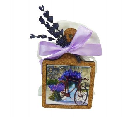 Bomboniere Matrimonio Anniversario Tagliere Sughero Lavanda Calamita Bicicletta Sacchetto Stabilizzata