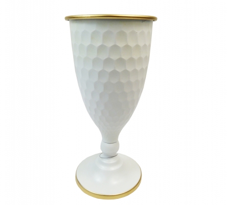 Calice Metallo Bianco D 13 H 27 Decorazioni Composizioni Floreali Primavera Pasqua