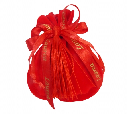 Bomboniere Laurea Sacchetto Palloncino Velluto Rosso Nappina