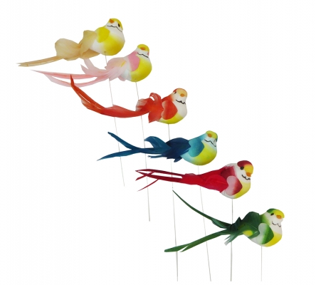 Uccellino Cm 3,5 Pz 12 Pick Decorazione Primavera Pasqua