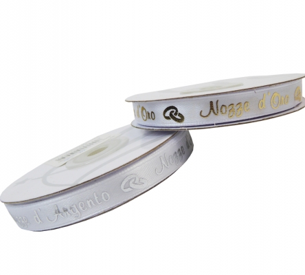 Nastro Raso Nozze Oro Argento Mm 10 Mt 25 Bomboniere Fai Da Te Anniversario