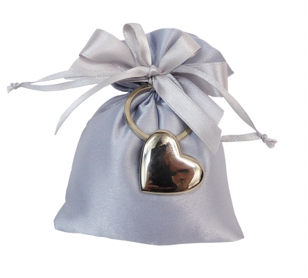 Bomboniere Matrimonio Sacchetto Grigio Applicazione Cuore