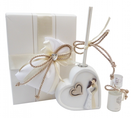 Bomboniere Matrimonio Diffusore Cuore Abbraccio Sacchetto Strass Scatolina