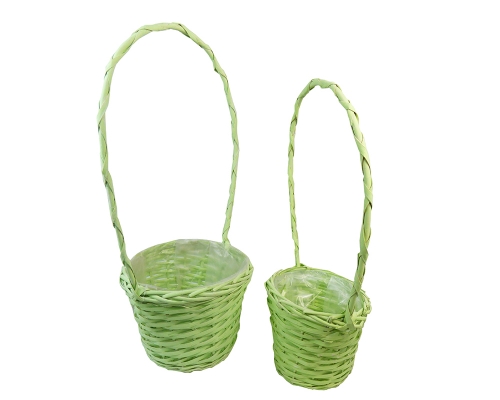Cesto Pastelcolor Alto Con Manico S/2 Decorazioni Primavera Pasqua