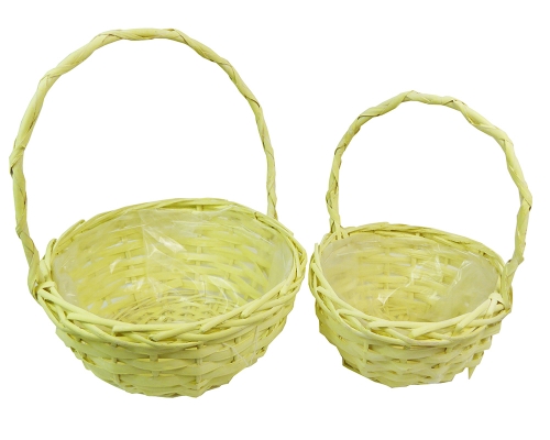 Cesto Pastelcolor Basso Con Manico S/2 Decorazioni Primavera Pasqua