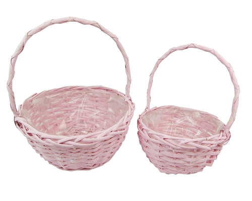 Cesto Pastelcolor Basso Con Manico S/2 Decorazioni Primavera Pasqua