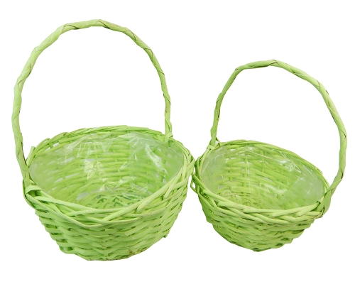Cesto Pastelcolor Basso Con Manico S/2 Decorazioni Primavera Pasqua