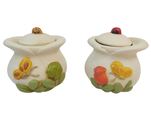 Vasetto Coperchio Decorazioni Pasqua Primavera Pz 6