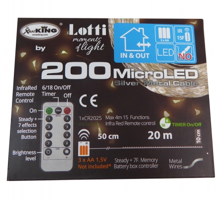 Luci 200 Led Mt 20 Batterie Telecomando Decorazioni Addobbi Natale