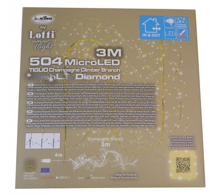 Ramo Luci 504 Led Oro Mt 3 Decorazioni Addobbi Natale