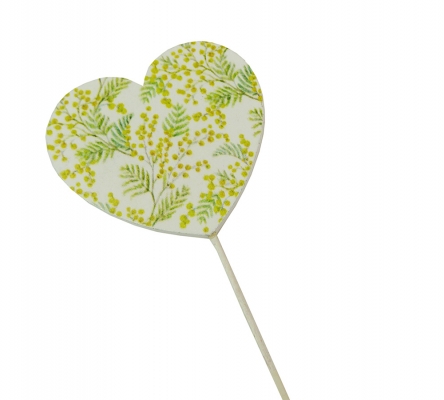 Pick Cuore Mimosa Pz 12 Decorativo Composizione Creativa