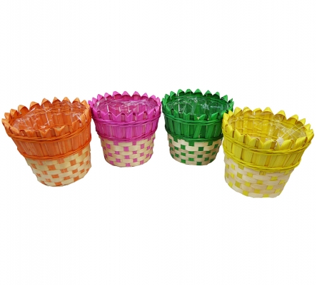 Cesto Listelle Color D 18 H 15 Decorazioni Primavera Pasqua