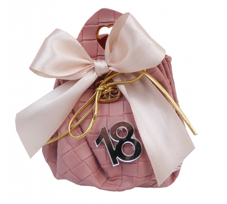 Bomboniere Saccotto Rosa Ecopelle Diciottesimo 18 Compleanno