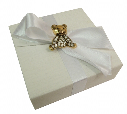 Bomboniere Matrimonio Scatolina Goffrata Piccola Applicazione Orsetto Strass