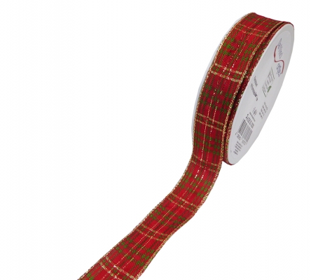 Nastro Tartan Lamè Mm 25 Mt 20 Decorazioni Addobbi Natale