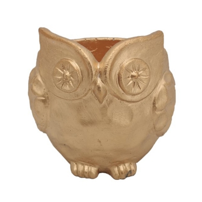 Vaso Gufo Oro 15x15x14 Saggezza Composizione Floreale