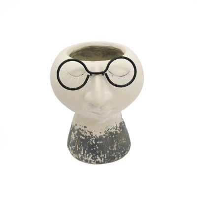 Vaso Testa Occhiali D 13 H. 15 Art Deco Composizione Floreale
