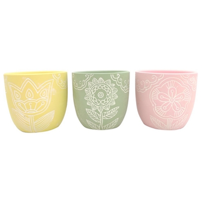 Vaso Pastello Fiori D 13,5 H 12,5 Composizione Floreale