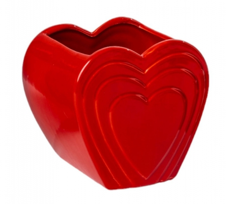 Vaso Cuore Scalato 14x12,5x13,5 Decorazioni Composizione Floreale San Valentino