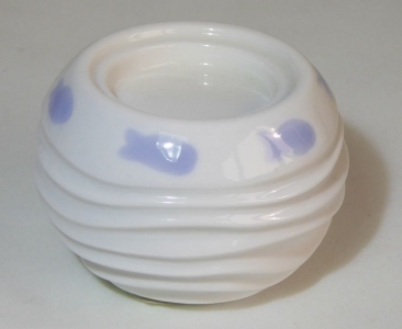 Porta Tealight Ceramica Bianca Con Pesci Diam.9 Cm