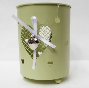 Vasetto In Latta Con Cuori 11cm