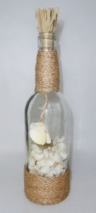 Bottiglia In Vetro Con Conchiglie Bianche Cm 8 H. 32