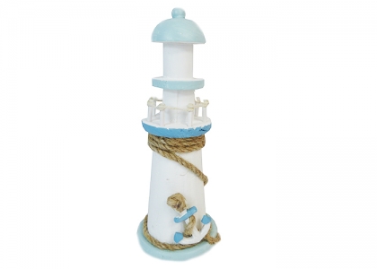 Faro Legno C/Ancora Cm 24,5 Arredo Wedding Linea Mare