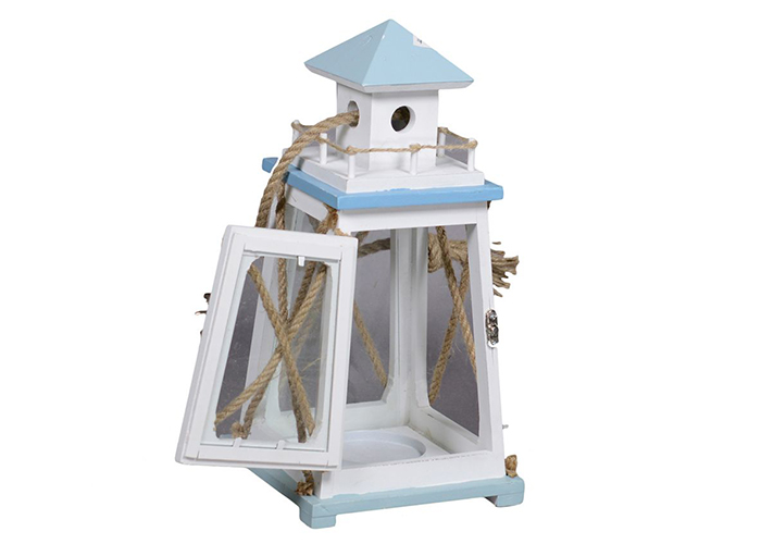 Lanterna Mare Legno/Vetro CM 17x17x34,5 Arredo Wedding