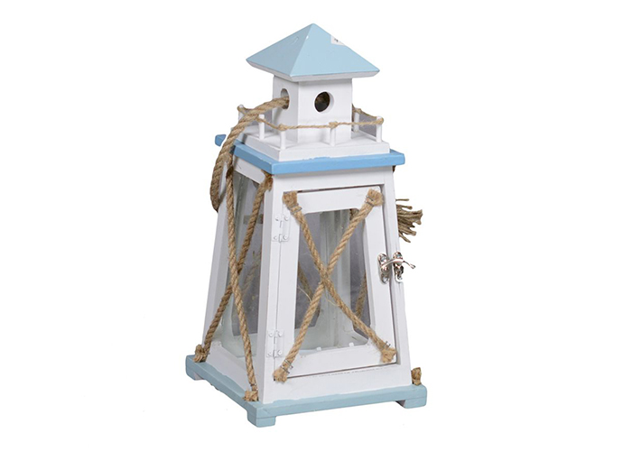 Lanterna Mare Legno/Vetro CM 17x17x34,5 Arredo Wedding