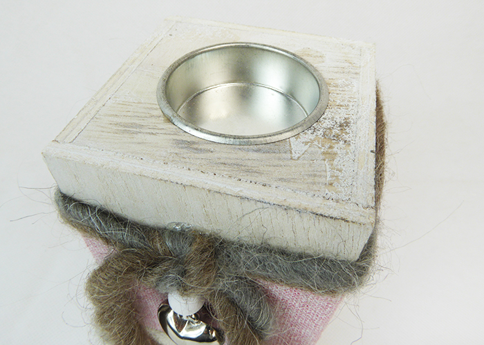 Porta Tea Light In Legno Con Cuore 7x7x15 Cm