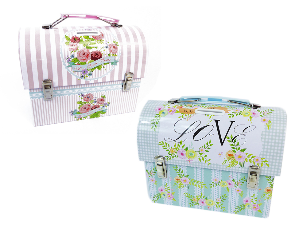 Bauletto Latta Salvadanaio 8x9,5x30 Cm Decorazione Arredo Regalo Pasqua