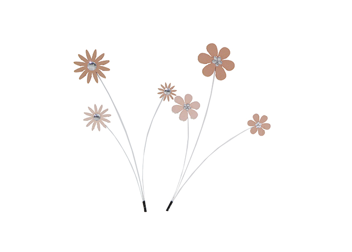 Pz 1 Pick Fiori Legno Rosa X3 Con Strass Decorazione  