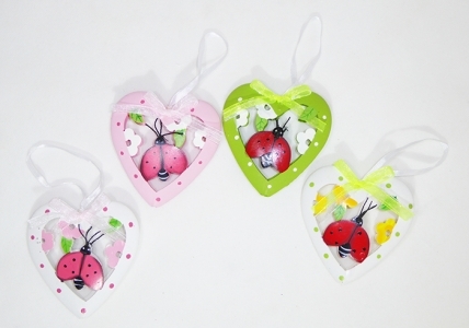 Decorazione Cuore Coccinella Pz 6