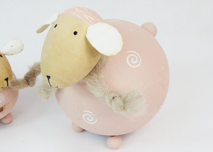 Pz 2 Pecore Latta Rosa D.60 H.90 E D.9 H.13,5 Decorazione Pasquale