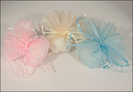 2 Sacchetti Doppio Velo In Organza Con Tirante