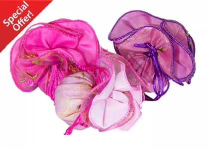 Sacchetto Fazzoletto Roselline Organza Raso Bomboniere Fai Da Te