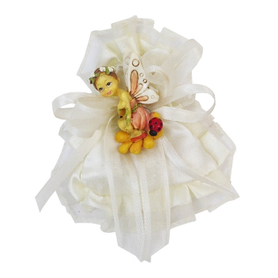 Bomboniera Comunione Cresima Sacchetto Raso Tulle Folletto