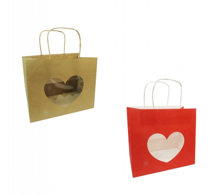 Buste Kraft Finsestra Cuore 24x19,5+14 Pz 12 Festa Innamorati Mamma