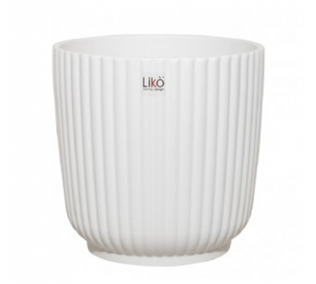 Vaso Riga Verticale Bianco D 18,5 H 19 Decorazioni Composizione Floreale