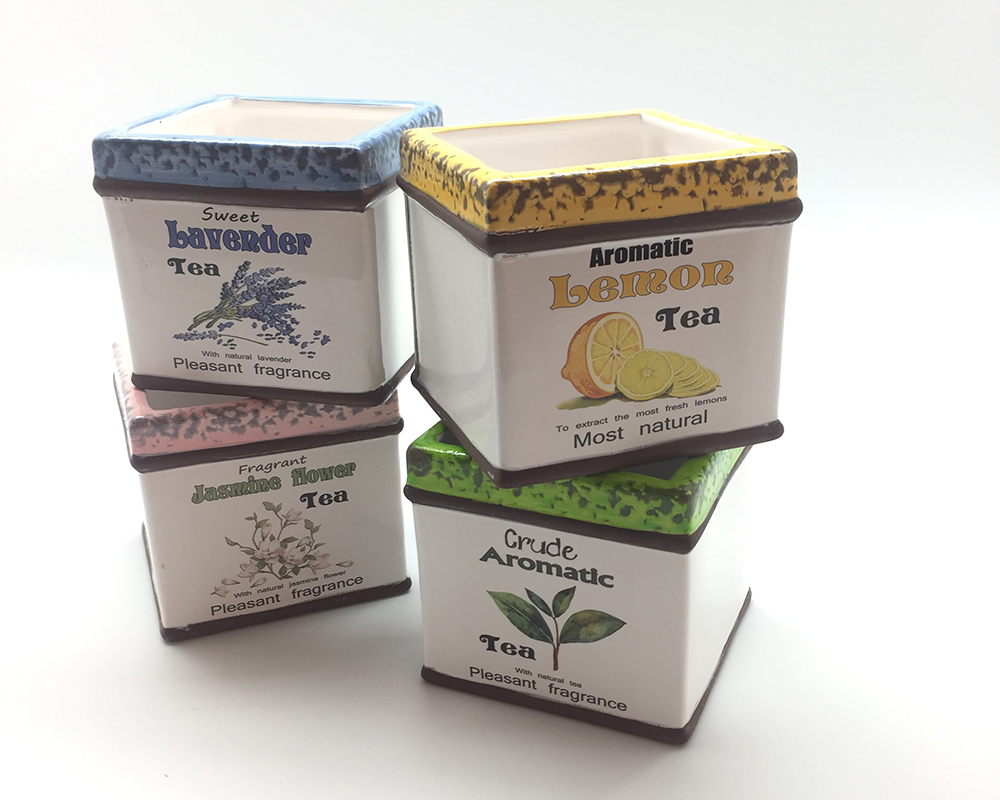 Vaso Quadro Tea 11x11x10,5 Cm Colorato Cotto Decorazione Arredo