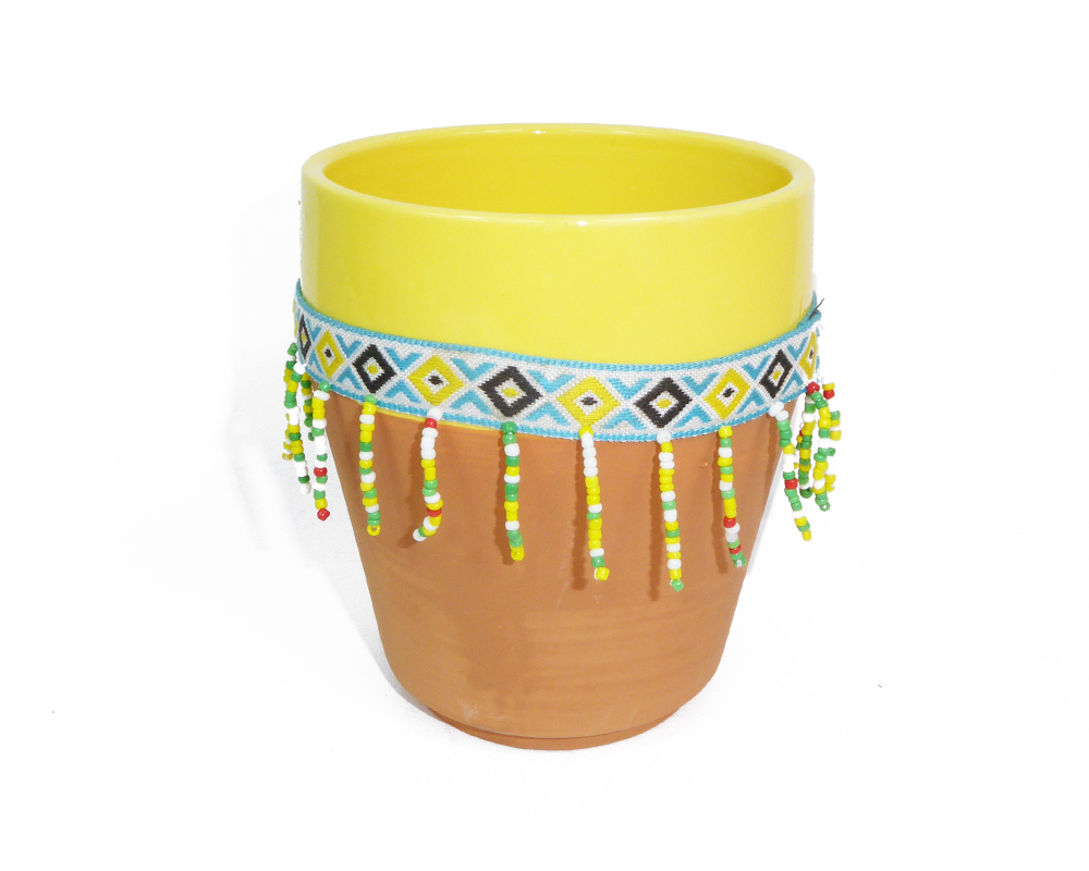 Vaso Peru Con Perline Medio D 9,5 H 12,5 Decorazioni E Addobbi