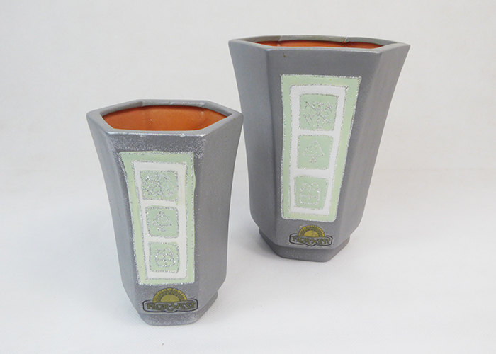 Serie Da 2 Vaso Esagonale Glitter Terracotta Regalo Natale