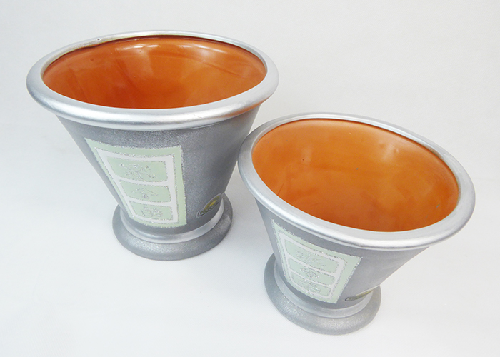 Serie Da 2 Vaso Glitter Terracotta Regalo Arredo Natale