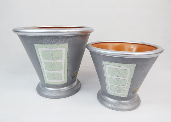 Serie Da 2 Vaso Glitter Terracotta Regalo Arredo Natale